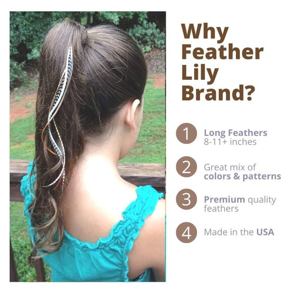 Hair Feathers Kit 20 Real Rooster Extensions Boho Natural Beads Loop Tool main image 4